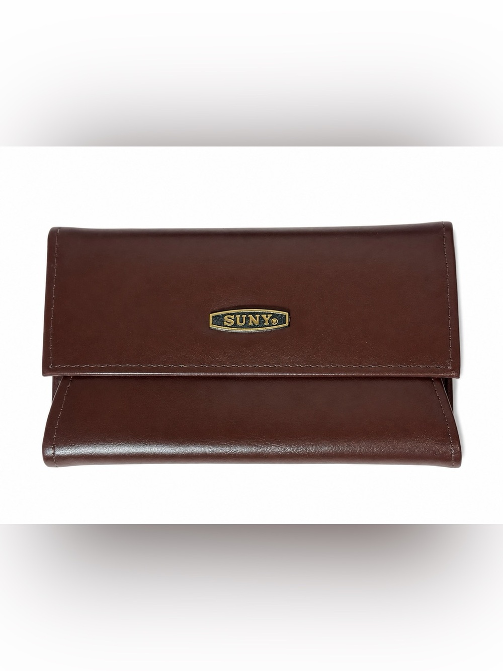 Brown SUNY Vintage-Style Wallet – Snap Closure & Zipper Pocket